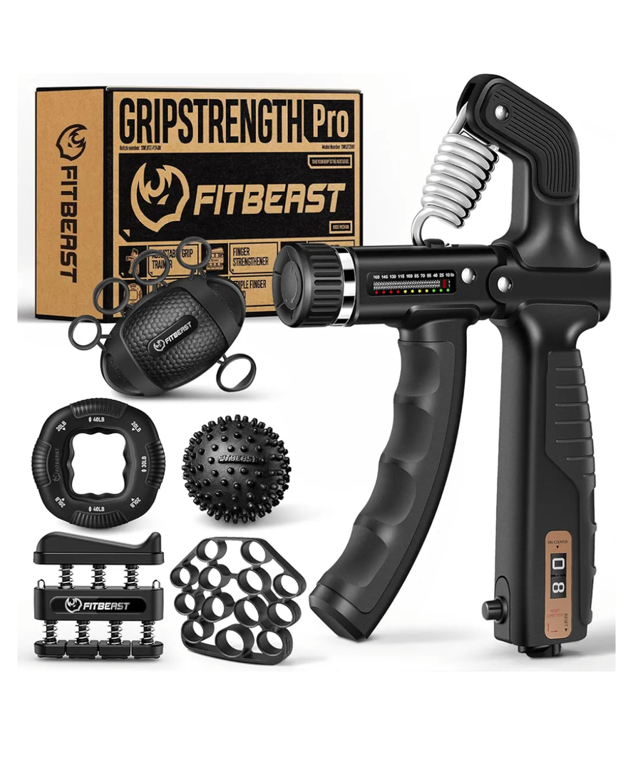 FitBeast Grip Strength Trainer, Hand Gripper Strengthener Kit - 6 Pack with Adjustable Resistance Forearm Strengthener, Forearm Exerciser and Massage Balls for Hand Therapy, Grip Training and Recovery