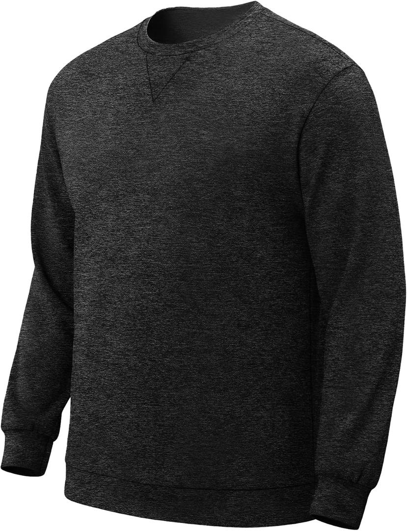 Mens Stretch Athletic Sweatshirt Long Sleeve Comfy Breathable Top for Men Casual Cozy (Charcoal Gray,Small)