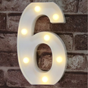 Pooqla Decorative LED Light Up Number Letters, White Plastic Marquee Lights Sign Party Wedding Decor, Battery Operated (6)