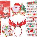 Christmas Bracelets Set for Women & Teens Christmas Gifts Headbands Stickers Glasses Gift Bag Card Perfect Xmas Party Jewelry Gift Xmas Sock Filler