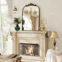 BEAUTYPEAK 20x30 Arched Mirror, Gold Traditional Vintage Ornate Baroque Wall Mirror, Brass Mirror for Bathroom, Bedroom, Hallway, or Fireplace Decor (30"L x 20"W, Retro Gold)