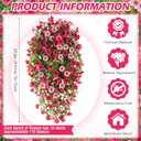 6 Pcs Artificial Fake Hanging Flowers Plants for Outdoor Decoration Faux Silk Long Vine UV Resistant Look Real for Spring Summer Outside Home Porch Patio (Red Pink)