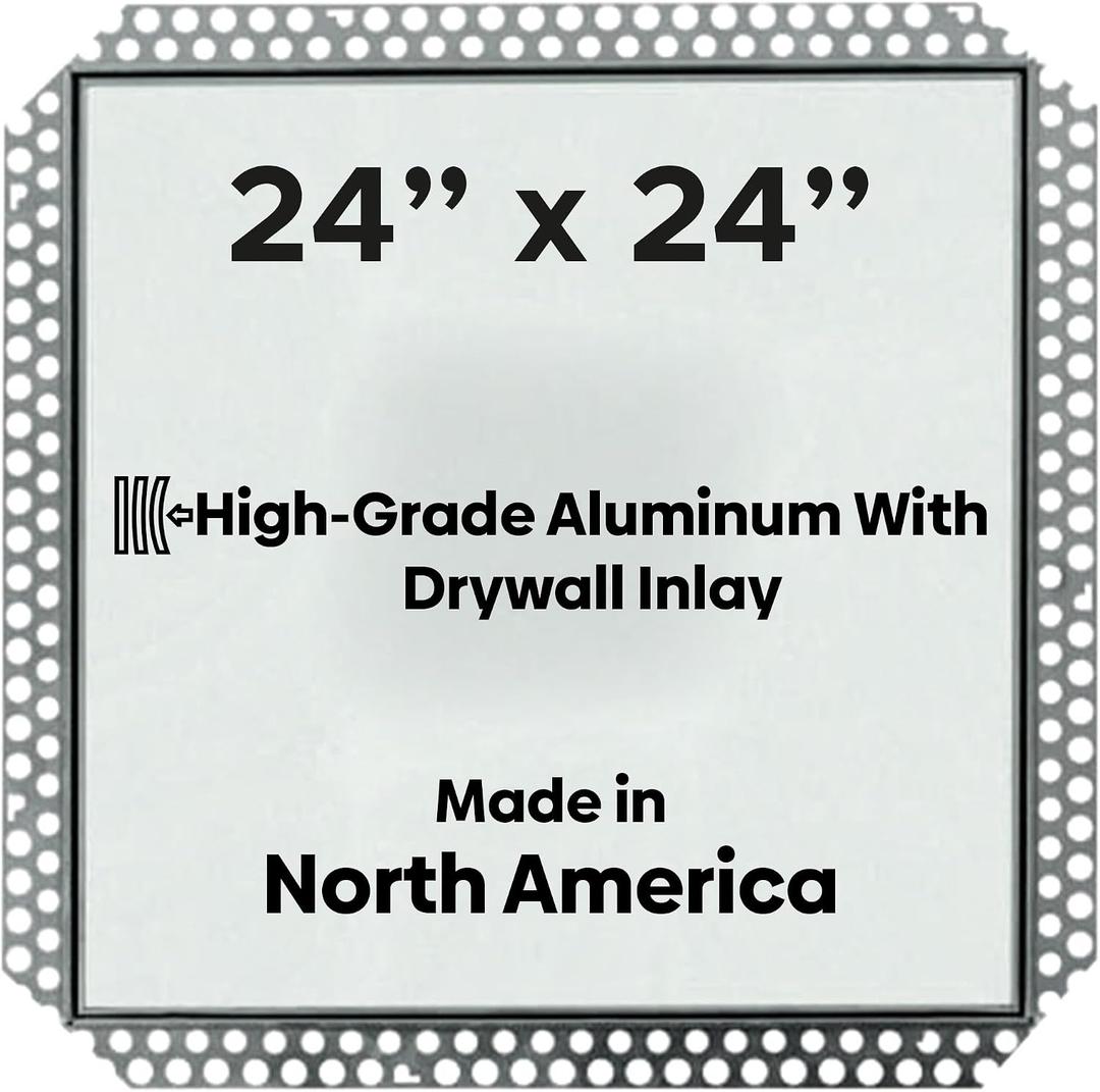 Best 24 x 24 Flush Access Panel for Drywall High-Grade Aluminum Frame with 5/8 Drywall Inlay, Mud-in Flange, Welded Frame, Removable Hatch & Touch Latches for Non-Rated Walls, BA-IVHDF
