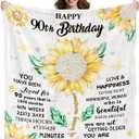 90th Birthday Gifts for Women, Gift for 90 Year Old Women, 90th Birthday Decorations Gift Ideas for Her, Turning 90 Throw Blanket, Happy 90th Blanket 80" x 60"