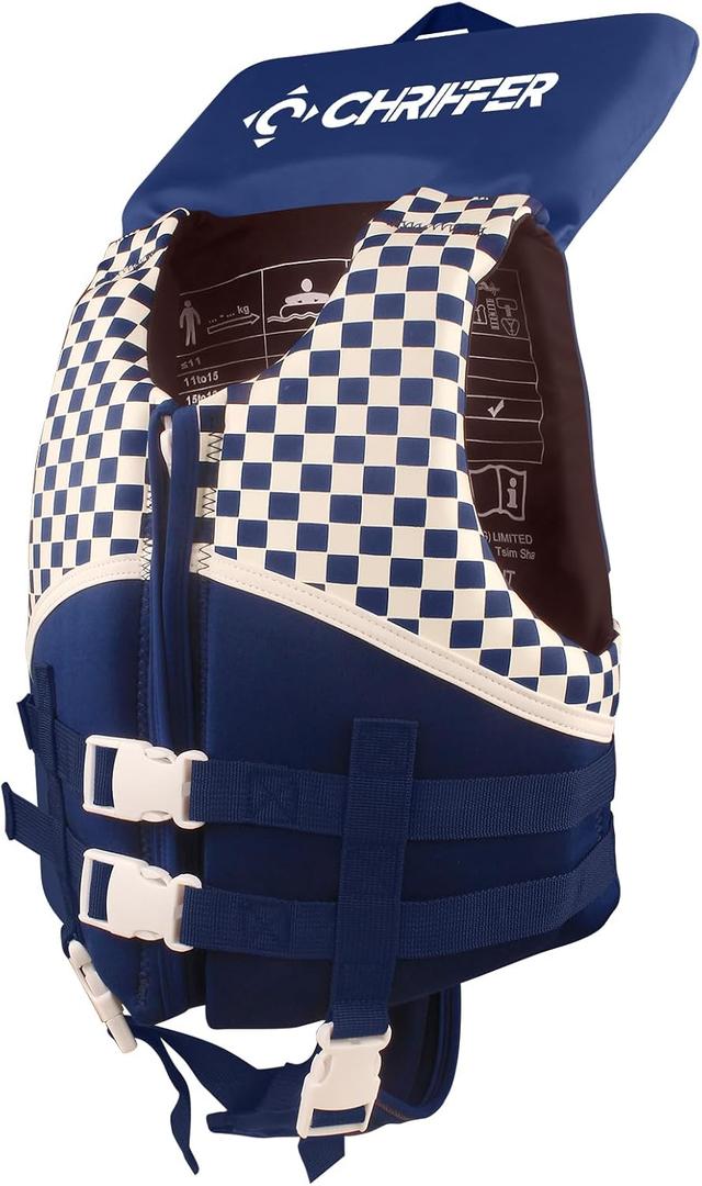 Chriffer Kids Swim Vest for 20-70 Pounds Boys and Girls, Easy On/Off Zipper, Swimming Toddler Floaties Jackets for 2, 3, 4, 5, 6, 7, 8 Years Old/Beach Pool Water Park (navy blue) 30-50 Lbs/14-23kg