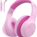 EarFun K3 Kids Headphones, Over Ear Headphones with Microphones, 85/94dB Safe Volume Limit, HD Stereo Sound, 3.5mm Jack, Foldable Wired Headphones for School/Travel/Boys/Girls/Tablet/iPad, Pink