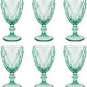 BTGLLAS Pure Light blue Wine Glasses 12Pcs a Set Solid Colors Glass Goblets Dishwasher Safe Colored Glassware With An Embossed Vintage Colored Goblets Pattern Like Crystal (Glass, Light blue)