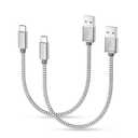 Basesailor for iPhone 17 16 Pro Max Charger Cord,USB to USB C Cable,Type C Charging Power Cord for Apple 17e 15 iPad 10 Air 4 5,Samsung Galaxy S26 S25 S24 S23,Silver,2Pack 1FT(0.3M)