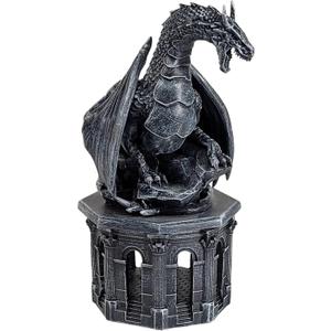 Forged Dice Co. Dragon Dice Jail - D&D Dice Holder and Storage Box with Removable Collectors Dragon Miniature - Fits Up to 2 Standard Polyhedral RPG Sets - Black
