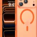 Magnetic for iPhone 17 Pro Max Case 2025, Upgraded [Full Camera Protection] [Compatible with Magsafe] [Translucent Matte] Drop Shockproof Protective Bumper Women Men Phone Cover 6.9inch, Orange