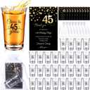 50 Sets Birthday Party Favors for Guests Bulk, 1.4 oz Cheers to 40/45/50/55/60/65 Years Plastic Personalized Glasses Cups with Thank You Cards Gift Bag for Birthday Wedding (Black 45 Years)