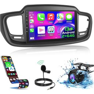 2+64G for KIA Sorento 2015 2016 2017 2018 2019 2020 Android Car Stereo with Wireless Carplay and Android Auto - 10 Inch HD Touchscreen Radio with EQ GPS WiFi FM/RDS + AHD Rear View Camera, MIC