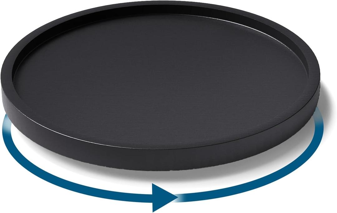 Lazy Susan Organizer for Kitchen,Bamboo Turntable for Cabinet,Pantry,Vanity,SmallBlack (8.6in)