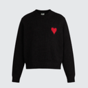 Sweater with Heart Design, Black, Large