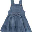 RuffleButts Light Wash Denim Overall Jumper Dress - 6-12m