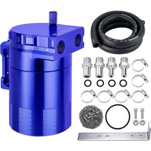 EVIL ENERGY Oil Catch Can, 300ML Baffled Oil Can, Universal Aluminum Air Oil Separator Breather Tank with 3/8" ID 5FT NBR Fuel Hose Kit