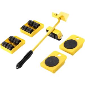 2026 New Furniture Lift Tool Set, Upgrade Furniture Movers Sliders Furniture Lifter Tool,Furniture Movers with Adjustable Height Lifting Tool Lever & 4 Wheels, Mover Dolly Sliders Tool (Yellow)