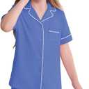 Veseacky Girls Soft Pajamas Toddler Kids Pjs 100% Cotton 2 PCs Pyjamas Short Sleeve Pjs Pants Set Blue 4t 5t