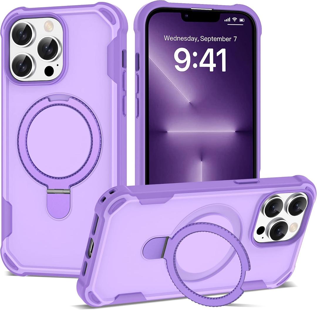 Compatible with iPhone 13 Pro Case 6.1'' with Magnetic Ring Stand [Military Drop Protection][Compatible with MagSafe] Shockproof 13 Pro Phone Case for Men Wowen,Purple
