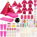 Slumber Party Teepee Tents Bulk, Complete, 3 Pink 1 Rose Red, 4 Set
Complete Spa Kit with Robes, Inflatable Airbeds, Lights, Bags, Cups, Birthday Favors for Girls Indoor Outdoor Sleepover Fun