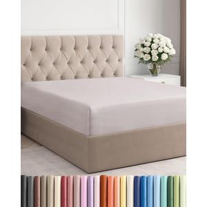 Cal King Fitted Bed Sheet - Bottom Single Fitted Sheet Only - Ultra-Soft Hotel Luxury Bedding w/ 8-16 Inch Deep Pockets - Breathable & Wrinkle Free - Easy-Care, Fade & Shrink Resistant - Light Grey