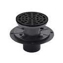 DEOKXZ 4 1/4" Shower Drain Round Black, Removable Grille Strainer Screws in Drain Cover, Base with Adjustable Drain Flange Kit PVC, SUS304 Stainless Steel