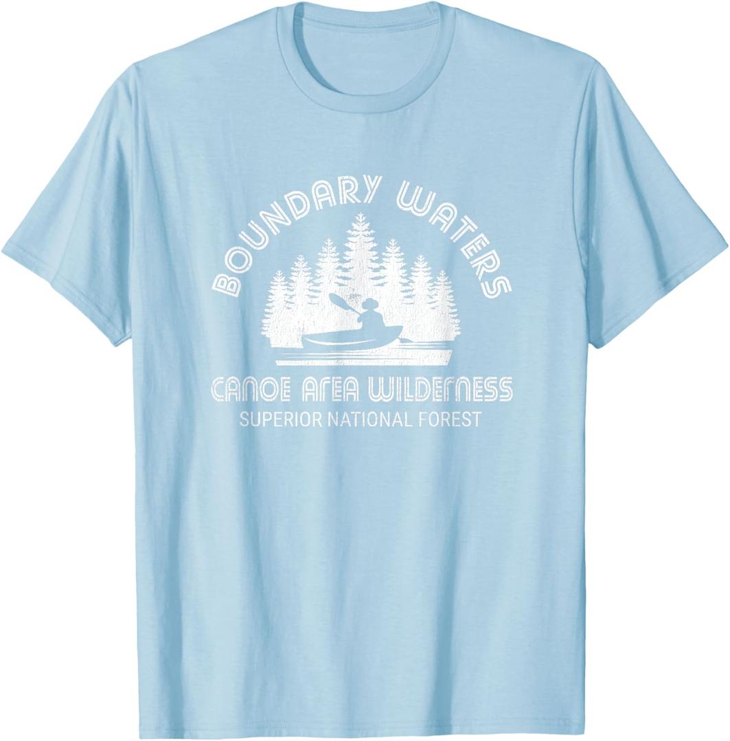 Boundary Waters T-Shirt Vintage Minnesota BWCA Shirt T-Shirt (Small, Baby Blue)