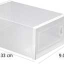 KALLORY Flip-on Shoe Cabinet Stackable Shoe Organizer Box with Transparent Cover Household Storage Container for Sneakers Sandals and Sports Shoes 12.99X9.05X5.51 Inch
