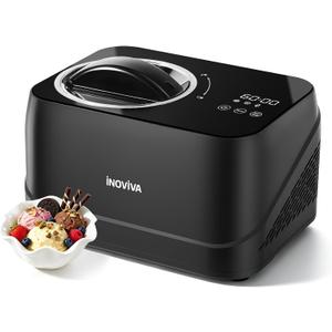 Inoviva Ice Cream Maker Automatic 1.7 Pt, No Pre-Freezing,Built-In Compressor, Digital Display & Timer,3 Presets, Makes ice cream, Gelato, Perfect for home & party, IM001