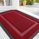 OLANLY Front Door Mat Indoor Outdoor Entrance, Waterproof All-Season, All-Weather Doormat, Sturdy Natural Rubber, Fade Resistant, Low Profile, Easy Clean Patio Porch Entryway Mat, 29.5x17, Wine Red