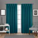 EXCLUSIVE HOME Sateen Twill Woven Room Darkening Blackout Pinch Pleat/Hidden Tab Top Curtain Panel Pair, 84" Length, Teal