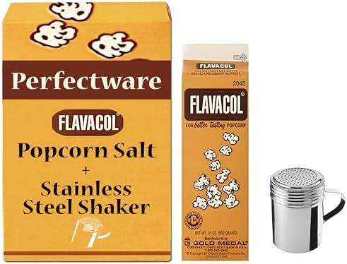 35oz Carton of Flavacol with 10oz Stainless Steel Shaker