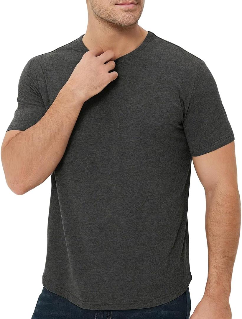 Mens T-Shirts Crew Neck Shirts Athletic Fitted Plain Basic Tees Soft Cotton Blend Comfort T Shirts for Men (XXL)