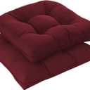 downluxe Outdoor Chair Cushions Set of 2 for Patio Furniture, Waterproof Tufted Overstuffed Patio Furniture Cushions, Thick Outdoor Seat Cushion, 19" X 19" X 5", Burgundy