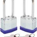 SEPOX Twins Keyed-Alike Padlock, Reinforced Laminated Steel Body 1-9/16" 40MM, Robust Hardened-Steel Long-Shackle, Pack of 2-Pcs Lock, 4-Pcs Same Keys, Ideal for Locker-Lock & Tool-Box