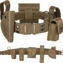 10 in 1 Tactical Duty Belt,Security Military Belt with Pouches,Rig Police Molded Pouches Kit Tactical Security Guard Belt (Muddy Brown)