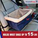 Deluxe Dog Car Seat Fits Pets up to 15lbs, Dog Booster Seat, Padded Cushioning, Adjustable Straps, Metal Frame Encasing, Installs in Seconds, Collapsible Canvas and Easy to Clean