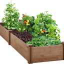 Yaheetech 8x2ft Wooden Horticulture Raised Garden Bed Divisible Elevated Planting Planter Box for Flowers/Vegetables in Backyard/Patio Outdoor, Dark Brown, 95 x 25 x 11in (8ft x 2ft)