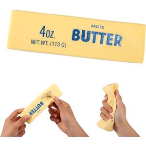 Lyreh 1pcs Squeeze Butter Squishy Toy, PU Material Butter Stick Slow Rising Squeeze Food Fidget Toy for Office School (Light Yellow)