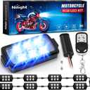 Nilight 8pcs Motorcycle RGB LED Strip Lights Kit Multi-Color Neon Waterproof Atmosphere Lights with RF Wireless Smart Remote Controllers for Harley Davidson Suzuki