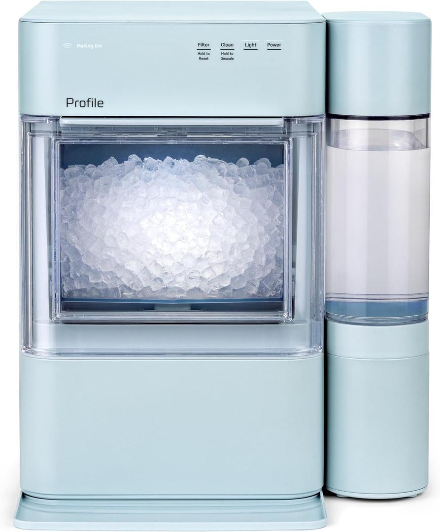 GE Profile Opal 2.0 XL with 1 Gallon Tank, Chewable Crunchable Countertop Nugget Ice Maker, Scoop Included, 38 lbs in 24 Hours, Pellet Ice Machine with WiFi & Smart Connected, Moonstone Blue