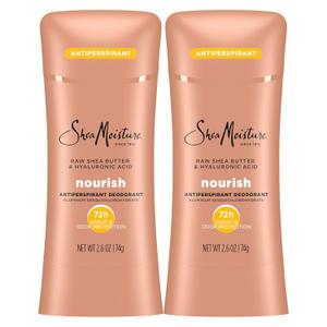 SheaMoisture Antiperspirant Deodorant Stick Moisturizing Raw Shea Butter & Hyaluronic Acid 2 Count for 48HR Sweat & Odor Protection with No Parabens & No Mineral Oil 2.6 oz