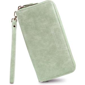 FT FUNTOR Wristlet Wallets for Women, Ladies PU Vegan Leather Clutch Wallet Zip around Phone Purse Card Holder Organizer