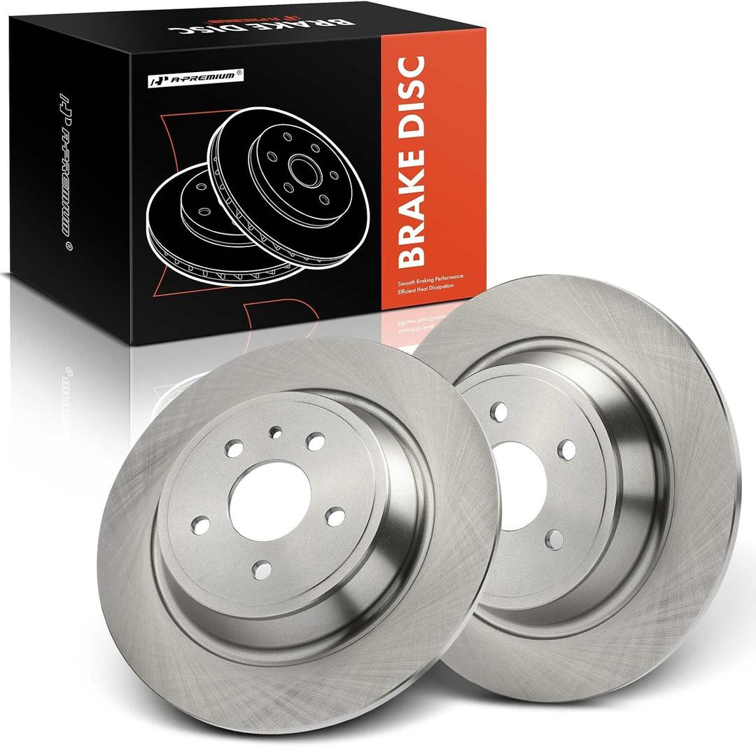 A-Premium 12.44 Inch (316mm) Rear Solid Disc Brake Rotors, 2-Pack