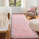 ONASAR Pink Runner Rugs for Bedroom Living Room, 2x6 Bedside Hallway Fluffy Area Rug, Ultra Soft Plush Furry Faux Fur Non Slip Floor Carpet for Nursery Kids Dorm Closet Home Decor Aesthetic