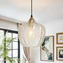 Clear Glass Pendant Lights Kitchen Island Gold Hanging Ceiling Light 9.45" 1 Pack, Adjustable height, Dimmable, E26 bulbs, Rust-resistant Damp Rated For Bathrooms, 5-Year, UL Certification