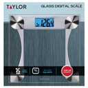 Taylor Digital Bathroom Scale for Body Weight, Large 12.2 Inch Glass Platform, Blue Backlit LCD Display, 440 lb Capacity, Weight Tracking for 2 Users, Clear