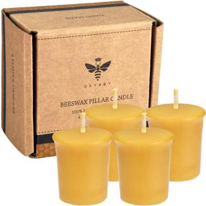 Pure Beeswax Votive Candles-3 Pack Natural Votives for Home Room Decor Party Wedding Spa,12 Hours Burn