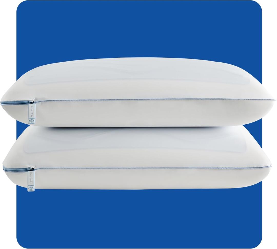 SEALY Dreamlife US Standard Size Memory Foam Cooling Pillow with SealyChill Cooling Gel, Removable Machine-Washable Cover, Made in The USA (2 Pack)