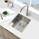 Stainless Steel Undermount Bar Sink, 15 x 17 Inches Small Wet Bar Undermount 16 Gauge SUS304 Brushed Nickel Single Bowl Outdoor Kitchen Sink, 15"x17"x10"